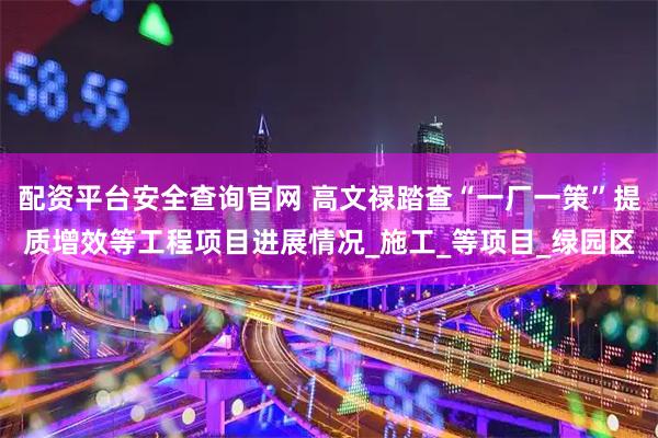 配资平台安全查询官网 高文禄踏查“一厂一策”提质增效等工程项目进展情况_施工_等项目_绿园区